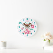 Pink and Teal Ladybug Girl Runde Wanduhr (Zuhause)