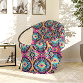 Pink and Turquoise Ornamental Flowers Bohemian  Fleecedecke