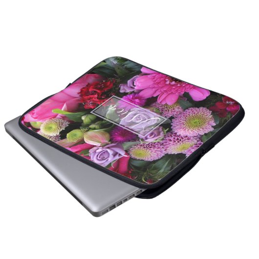 Pink and Violet Flowers Personalised Laptopschutzhülle (Vorne Knopf)