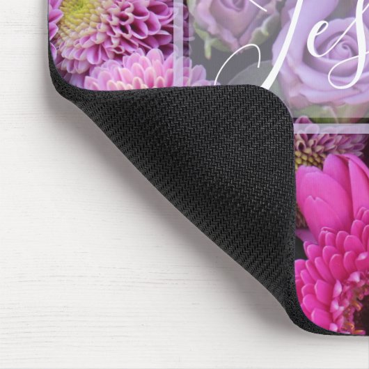 Pink and Violet Flowers Personalised Mousepad (Ecke)