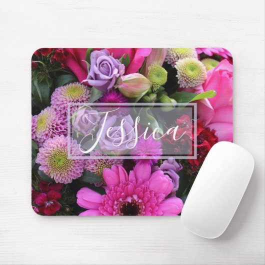 Pink and Violet Flowers Personalised Mousepad (Mit Mouse)