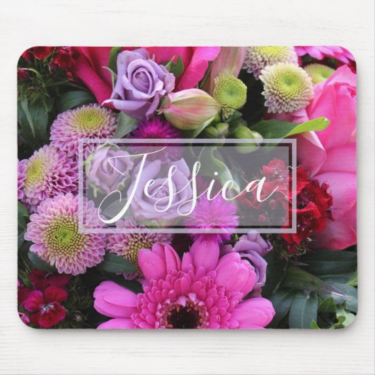 Pink and Violet Flowers Personalised Mousepad (Vorne)
