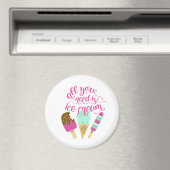 Pink and White All You Need is Ice cream Fridge Magnet (In Situ (Geschirrspüler))