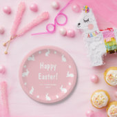 Pink And White Bunnies And Eggs Happy Easter Pappteller (Party)
