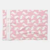 Pink And White Bunny Pattern And Name Easter Geschirrtuch (Horizontal)