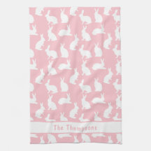 Pink And White Bunny Pattern And Name Easter