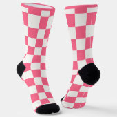 Pink and White Checkered Pattern Socken (Gewinkelt)