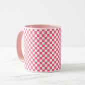 Pink and White Checkered Pattern Tasse (Vorderseite Links)