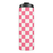 Pink and White Checkered Pattern Thermosbecher (Vorderseite)