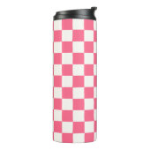 Pink and White Checkered Pattern Thermosbecher (Nach links gedreht)