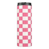 Pink and White Checkered Pattern Thermosbecher (Rückseite)