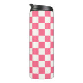 Pink and White Checkered Pattern Thermosbecher (Nach rechts gedreht)