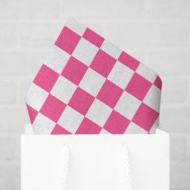 Pink and White Checkered Print Seidenpapier