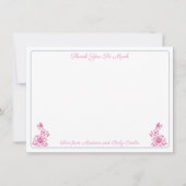 Pink And White Chinoiserie Bunny Girl Baby Shower Dankeskarte (Vorderseite)