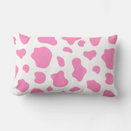 Pink and White Cow Print Pillow Lendenkissen