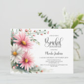 Pink and White Daisies Bridal Shower Einladung (Stehend Vorderseite)