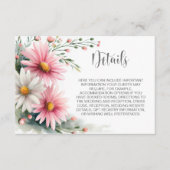 Pink and White Daisies Wedding Details Begleitkarte (Vorderseite)