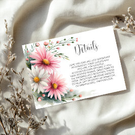 Pink and White Daisies Wedding Details Begleitkarte