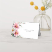 Pink and White Daisies Wedding Place Card Platzkarte (Rückseite)
