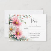 Pink and White Daisies Wedding RSVP (Vorderseite)