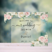 Pink And White Dusky Blooms Wedding Sign Acrylschild (Neutral)