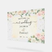 Pink And White Dusky Blooms Wedding Sign Acrylschild (Winkel)