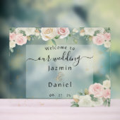 Pink And White Dusky Blooms Wedding Sign Acrylschild (Neutral)
