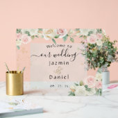 Pink And White Dusky Blooms Wedding Sign Acrylschild (Hochzeit)