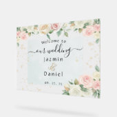 Pink And White Dusky Blooms Wedding Sign Acrylschild (Winkel)