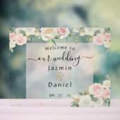 Pink And White Dusky Blooms Wedding Sign Acrylschild (Neutral)