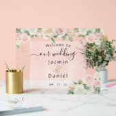 Pink And White Dusky Blooms Wedding Sign Acrylschild (Hochzeit)