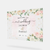 Pink And White Dusky Blooms Wedding Sign Acrylschild (Winkel)