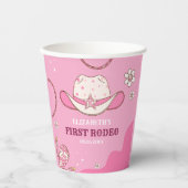 Pink and White First Rodeo Birthday Theme Pappbecher (Vorderseite)
