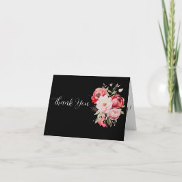 Pink and White Floral Wedding Thank you Card Dankeskarte