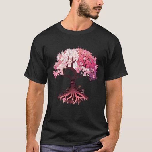 pink and white flowers cherry blossom tree of life T-Shirt (Vorderseite)
