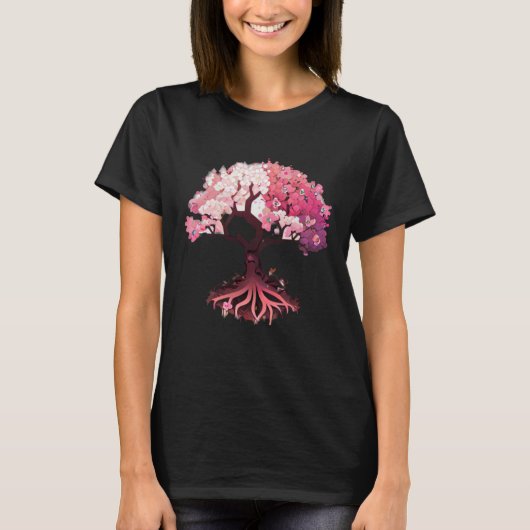 pink and white flowers cherry blossom tree of life T-Shirt (Vorderseite)