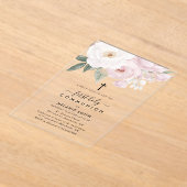 Pink and white flowers first holy communion acryleinladungen (Ablage )