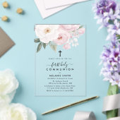 Pink and white flowers first holy communion acryleinladungen (In Situ (Hochzeit))