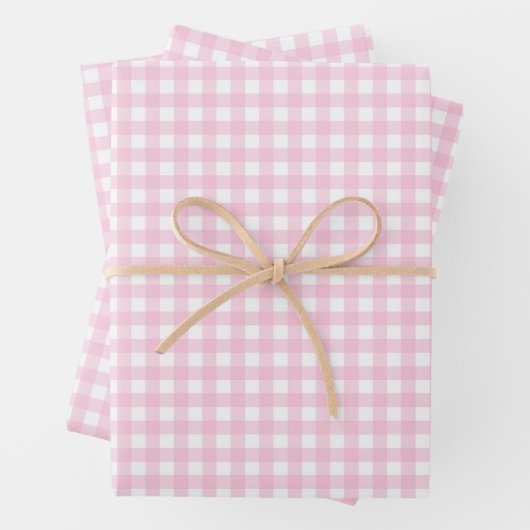Pink and White Gingham Geschenkpapier Set (Beispiel)
