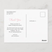 Pink and white Gingham Girl Birth Announcement Postkarte (Rückseite)