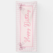 Pink and White Gingham Happy Birthday Banner (Vertikal)