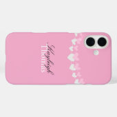 Pink and White Hearts Personalized Case-Mate iPhone Hülle (Rückseite (Horizontal))