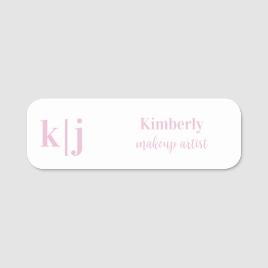 Pink and white Makeup Artist Employee Name Badge Namensschild (Vorderseite)