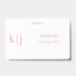 Pink and White Makeup Artist Employee Name Lanyard Ausweis