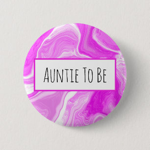 Pink and White Marble Auntie to be Baby Shower Button