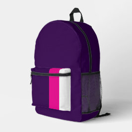 Pink and White on Navy Bedruckter Rucksack