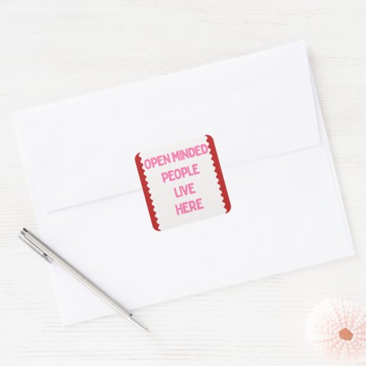 Pink and White Open Minded People  Quadratischer Aufkleber (Umschlag)