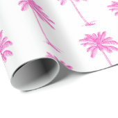 Pink and White Palm Palmetto Tree Geschenkpapier (Rolleneckpunkt)