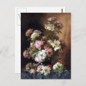 Pink and White Peony Fine Art Postcard Postkarte (Vorne/Hinten)