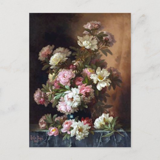 Pink and White Peony Fine Art Postcard Postkarte (Vorderseite)